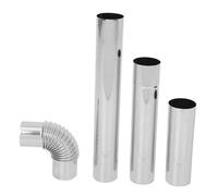 Kisangel 4pcs Stainless Steel Stove Pipe High Heat Resistant Fireplace Chimney Flue Tubes with Elbow Modular Pipes for Wood Stove Ventilation in Home Tent