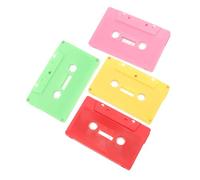 Kisangel 4pcs Vintage Blank Cassette Tapes Diy Audio Tapes for Crafting and Recording with Hard Cases, Retro Wall Decor for Parties Home Bar in Red Pink Light Green Yellow
