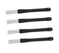 Kisangel 4pcs White Jazz Drum Brushes with Nylon Handles, Dynamic Rhythm Percussion Equipment for Snare Drums, Suitable for Cajon, Folk and Rock Band Drummers