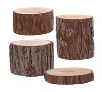 Kisangel 4pcs Wood Stump Hamster Rustic Mini Tree Stump Natural Wood Log Slices Creative Small Animal Habitat Decoration for Holiday DIY Projects