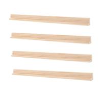 Kisangel 4pcs Wooden Domino Stands Single Row Trays for Mexican Train Mahjong Games DIY Unfinished Portable Tile Holders Board Game Accessories