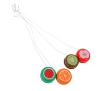 Kisangel 4pcs Wooden Yo-yo for Cartoon Animal Design Responsive String Balls Preschool Educational for Dexterity Development Cute Fruit Patterns Birthday Party Favors