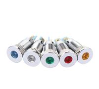 Kisangel 5 Pcs Metal Indicator Light 8mm LED Signal Lamp Short Waterproof 12v-24v for Dash Directional Car and Boat