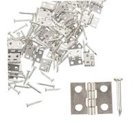 Kisangel 50 Sets Antique Small Brass Mini Hinges for Jewelry Boxes Folding Butt Hinges with Screws for DIY Wooden Craft Boxes and Treasure Chests
