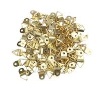Kisangel 50pcs Small Triangle Copper-Plated D-Ring Picture Frame Hangers with Gold Screws Single Hole Heavy Duty Aluminum Alloy Hooks for Photo Frames and Cross-Stitch Decoration