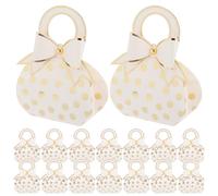 Kisangel 50pcs White Paper Handbag Candy Boxes, Elegant Wedding Favour Boxes with Bow Decor for Party Favors, Holding Small Jewellery or Candies