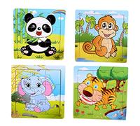 Kisangel 5pcs Boy Girl's Interactive Toy Wooden Puzzle Plaything Elephant Tiger Panda Monkey Birthday
