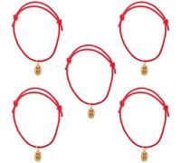 Kisangel 5pcs Handmade Red Rope Cat Jewelry Collars with Bell Adjustable Neck Design Safety Pet Collar for Cats and Dogs for Daily Pet Decor