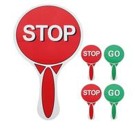 Kisangel 5pcs Kids Traffic Signs: Dual-Sided Handheld Stop Signal Lights for Teaching Roads Safety - Hand Paddle Red and Green for Preschool Elementary Classrooms