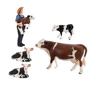 Kisangel 5pcs Miniature Farm Animal Figurines Realistic PVC Cow Models for Educational Play and Indoor Outdoor Display Cute Mini Cattle for Learning and Farm Scene Simulation