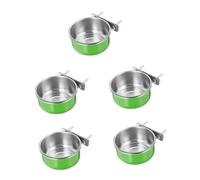 Kisangel 5pcs Parrot Food Bowl Cage Small Animal Food Bowl Bird Food Bowl Baffle for Bird Feeders Bird Feeder Cup Bird Accessories Cockatiels Parrots Lovebirds Stainless Steel Light Green