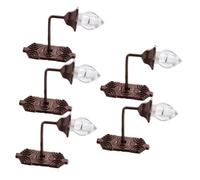 Kisangel 5pcs Scale Simulation Mini Lamps with Warm Yellow Light Tiny Bronze-colored LED Lights for Moss Micro Landscape and Miniature Houses