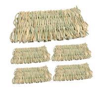 Kisangel 5pcs Small Animal Mat for Rabbit Guinea Pig Hamster Cage Woven Chewable Hay Bed Pad Soft Breathable Nest Liner for Digging and Resting All Season Warm Cool Protecting Feet