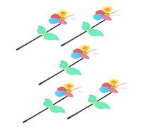 Kisangel 5Pcs Sunflower Shaped Decorative Windmill Lightweight Pinwheel Playthings for Outdoor Garden Lawn Fun Educational Gifts