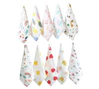 Kisangel 6-Layer Cotton Baby Face Towels and Handkerchiefs for Newborns, 30x30cm Soft Absorbent Infant Nursing Towels 10pcs Set for Delicate Skin Care