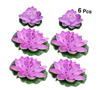 Kisangel 6 Pcs Fake Floating Flower Plants Aquatic Decor Artificial Water Lily for Pond
