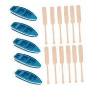 Kisangel 6 Pcs Mini Wooden Boat Row Models with Oars Nautical Decor for Ocean-themed Versatile Coastal Decorations with Fine Craftsmanship and Distinctive Seaside Charm