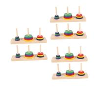 Kisangel 6 Pcs Wooden Hanoi Tower Puzzle Game Intelligent Brain Teaser for Adults and Over Smooth Surface Educational Board Game for Creative DIY Home and Party Playing