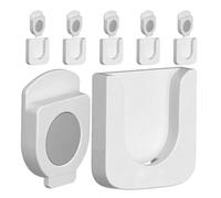 Kisangel 6 Sets Remote Control Wall Mount Magnetic Holder | ABS White Finish, Adhesive No Drill Setup, Suits Soundbar and Fan Remotes, Hotel Use