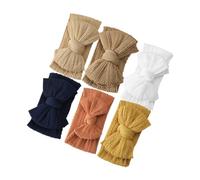 Kisangel 6pcs Bow Headbands Soft Stretchy Nylon Headbands for Newborn Cute Hair Accessories Deep Brown White Light Brown Orange and Ginger Yellow