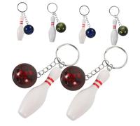 Kisangel 6pcs Bowling Ball Keychains Party Favor Sports Themed Bowling Pin Ornaments Red Green Blue Pendant Key Rings for Adults Celebration