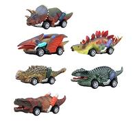 Kisangel 6PCS Dinosaur Model Pull Back Car Safe Inertia Cars for Developing Manipulative Skills Compact Four Wheel Vehicle for Boys