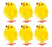 Kisangel 6pcs Fluffy Yellow Easter Chick Decorations - Mini Plastic Fluffy Chicks for Easter Table Desktop Basket Filler & Party Display Decor