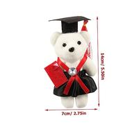 Kisangel 6pcs Graduation Bear Doll Set with Cap Multi Purpose Adorable Decorations for Phd Graduation Preschool to Higher Education Gifts Black and Red Ornaments for Home Cake and Flower