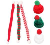 Kisangel 6pcs Mini Christmas Hat Scarf DIY Phone Case Ornaments Knitted Woolen Accessories Red White Green Creative Holiday Decor for Crafts Family Gatherings