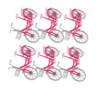 Kisangel 6pcs Mini Dollhouse Pink Bicycle with Movable Joints Lightweight DIY Retro Model for Doll Accessories Realistic Simulation Bike for Creative Play and Fit