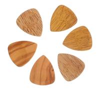 Kisangel 6pcs Multi-wood Guitar Picks Set Acacia Walnut Olive Wood Plectrums for Folk Acoustic Electric Guitars with Patterned Grip and Performance Random Color