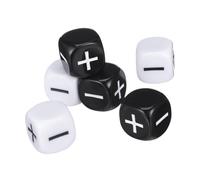 Kisangel 6Pcs Plus Minus Sign Dice Black White Counting Game for Math Games and Party Accessories and Easy to Read
