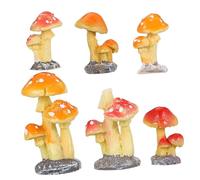 Kisangel 6Pcs Resin Fairy Mushroom Figurines Micro Landscape Ornaments Miniature Garden Decorations for DIY Fairy Gardens and Succulent Plant Decor Random Styles