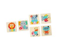 Kisangel 6pcs Wooden Puzzle for Early Learning Educational Brain Teasers for Non Toxic Jigsaw Playthings to Develop Hands Skills and Parent Interaction