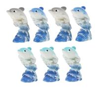 Kisangel 7pcs Mini Resin Dolphin Figurines Animal Decorations for DIY Fairy Gardens Dollhouse Aquarium Cake Toppers Small Ocean Animal Sculptures for Home and Micro Landscape