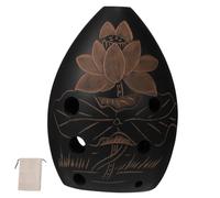 Kisangel 8-hole Pear-shaped Pottery Ocarina Vintage Folk Wind Instrument for Children Carry Bag, Brown-black Ceramic Ocarina Suitable for Beginners and Playing Practice Random Color