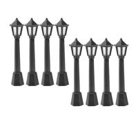 Kisangel 8pcs 3. 1" Miniature Street Light Posts for Christmas Village | Enhances Micro Landscapes & Railway Displays, Ideal Decor for Fairy Garden & Dollhouse, Plastic, Black, 3.1x0.7", 8 Pack