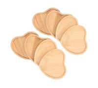 Kisangel 8pcs Heart-shaped Wooden Plant Pot Saucers Small Bamboo Drainage Trays for Succulent Cactus Indoor Outdoor Garden Use Natural Elegant Coasters