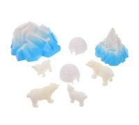 Kisangel 8pcs Mini Arctic Resin Figurines Set Lifelike Polar Bear Statues with Igloo Models, Winter-Themed Animal Sculptures for Christmas Decoration, Educational Diorama and Garden Display