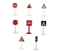 Kisangel 8pcs Mini Traffic Sign Models for Simulation Road Indicators for Kindergarten Teaching Aids for Role Play Early Transportation Education for DIY Sand Tables Creative Play