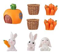 Kisangel 8pcs Miniature Figurines Easter Bunny Statues Carrot Ornaments for Decorating Parties and Creating Cheerful Ambiance for Boys and Girls and Families