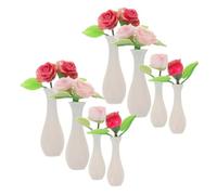 Kisangel 8pcs Miniature for Dollhouse Micro Landscaping Tiny Fake Flower Vase Models with Dual Red Pink Roses Versatile Mini Ornaments for Fairy Garden and Home Decor