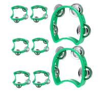 Kisangel 8pcs Tambourine Green Thickened Frame Music Shaker with Jingles Ergonomic Design for Fine Motor Skill Development and Group Play