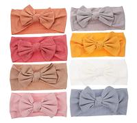 Kisangel 8pcs Wide Knot Headband Soft Elastic Turban Hair Wraps for Newborns Boy Girl for Photography Birthdays Everyday Wear