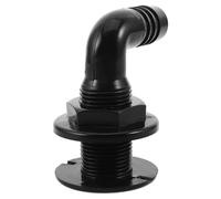 Kisangel 90 Degree Angled Boat Drain Fitting with Flapper Valve, Black Plastic Marine Drain Plug for Yacht and Vessel, Compact Structure Prevents Water Accumulation, for Marine Cabins