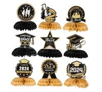 Kisangel 9pcs Graduation Party Centerpieces Elegant Honeycomb Decorations for Class of Eye Catching Table Decor to Celebrate Achievements and Create Memorable Moments