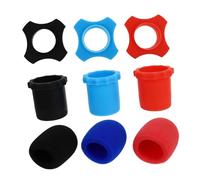 Kisangel 9pcs Microphone Protection Kit with Sponge Covers and Shockproof Rings, Mic Accessories Set in Black, Red, and Navy for Live Performance and Studio Use Random Color