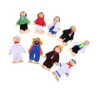 Kisangel 9pcs Mini People Figures Pretend Play Figures Wooden Family Dolls Stocking Stuffer Role Play Community Helpers
