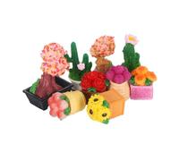Kisangel 9pcs Mini Resin Succulent Plants Compact Tiny Potted Cactus Bonsai for DIY Micro Landscape Creative Home Decor Space-saving Artificial Greenery