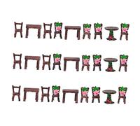 Kisangel 9PCS Miniature Dining Table and Chair Realistic Furniture for Dollhouse Garden and Micro Landscape Decor Mini House Accessory for DIY Modeling